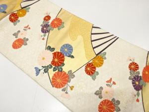 アンティーク　扇に菊・古典柄織り出し袋帯（材料）